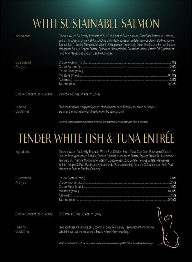 شيبا بيرفكت بورتشنز طعام رطب للقطط، باتيه دجاج لذيذ، ديك رومي مشوي، مع سمك سلمون مستدام، وسمك أبيض طري وتونة متنوعة، 2.6 أونصة. عبوات مزدوجة (48 قطعة، 96 حصة) - Image 4